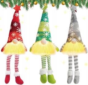 Karácsonyi manó Törpe gnóm Mikulás Világító 3db