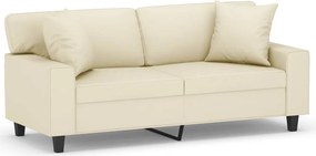 vidaXL 2 személyes krémszínű műbőr kanapé díszpárnákkal 140 cm