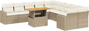 vidaXL 11 részes bézs polyrattan kerti ülőgarnitúra párnákkal