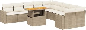 vidaXL 11 részes bézs polyrattan kerti ülőgarnitúra párnákkal