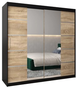 Ruhásszekrény 200 cm Verika 4 200 (fekete + szonoma tölgy). 1064310