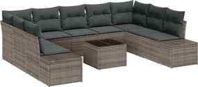 vidaXL Kerti Kanapé Szett párnával 9 pcs Szürke Polyrattan