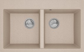 Gránit Mosogató függesztett mosogató Martel 2K kétrekeszes bézs 85 x 50 cm