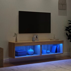 2 db sonoma tölgy színű TV-szekrény LED-ekkel 60x30x30 cm