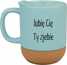 Kék Bögre Fedéllel És Parafa Aljjal Ajándék