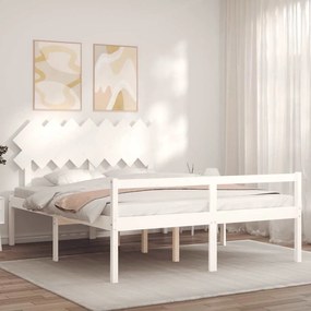 Fehér tömör fa ágy időseknek fejtámlával 160x200 cm