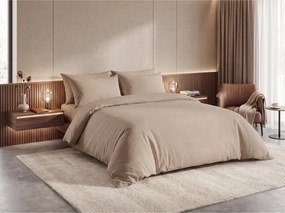 Pamut ágynemű DENYX BLEND világosbarna cipzár Ágyneműhuzat mérete: 2 db 70 x 90 cm | 200 x 220 cm