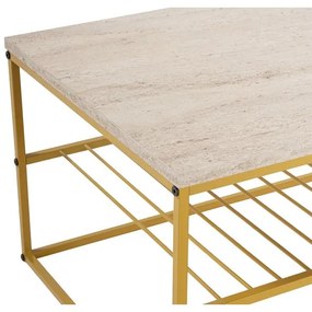 Dohányzóasztal Asude - Arany, Travertine