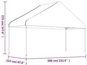 fehér polietilén pavilon tetővel 4,46 x 5,88 x 3,75 m