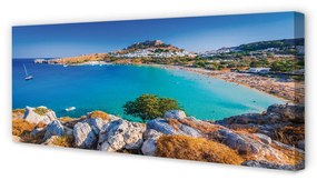Canvas képek Görögország Coast tengerpart panoráma 125x50 cm