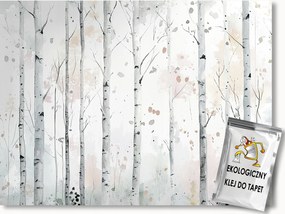 Fotótapéta Flizelina Akvarell Tájkép Erdő Park Nyírfák 312x219 ragasztó