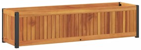 tömör akácfa és acélkerti virágtartó 110 x 30 x 27,5 cm