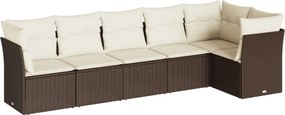 vidaXL 6 részes barna polyrattan kerti ülőgarnitúra párnával