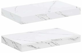 vidaXL Falpolc tárolóval 2 pcs Fehér márvány 40 x 23,5 x 4 cm Faanyag