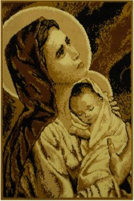 Szakrális Fali Szőnyeg Makata Szűzanya Gyermekkel Barna 60x90 cm