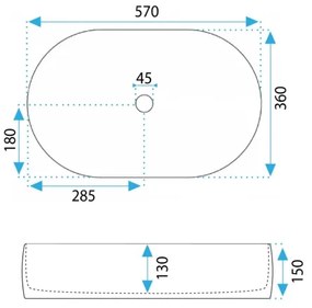 REA-U0600 - ALMA ráültethető mosdó 36x57 cm kerámia/fényes fehér
