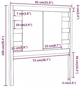 fehér tömör fenyőfa fejtámla 81 x 4 x 100 cm