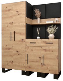 Előszobabútor Amanda 7 (artisan tölgy + fekete öko-bőr). 1085919