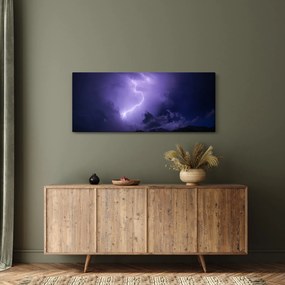 Kép - lila égbolt és villám (120x50 cm)