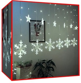 112 LED-es elemes Hópihe jégcsap kültéri-beltéri fényfüggöny, hideg fehér, 200 cm széles, 8 világítási móddal