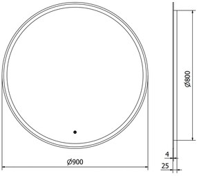 Mexen Gobi, LED kör alakú fürdoszobai tükör háttérvilágítással 90 cm, 6000K, páramentes, 9801-090-090-611-00