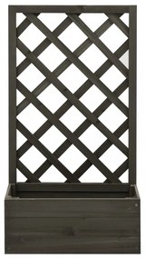 szürke tömör fenyőfa rácsos kerti ültetőláda 50x25x90 cm