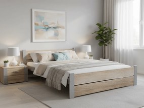 Ágy IKAROS DOUBLE 180 x 200 cm, sonoma tölgy/szürke Matrac: SOMMERA 18 cm matraccal, Ágyrács: Deszkás ágyráccsal