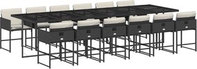 vidaXL 13 részes fekete polyrattan kerti ülőgarnitúra párnákkal