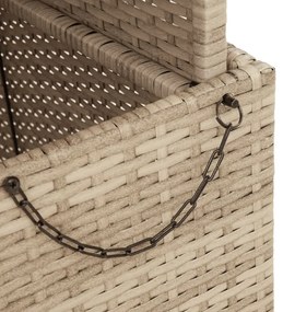 bézs polyrattan és akácfa kerti asztal 110 x 110 x 71 cm