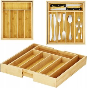 Fiókbetét Bambusz Kihúzható Evőeszköztartó Állítható