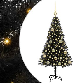 vidaXL Karácsonyfa 150 LED-del állvánnyal Fekete 120 cm PVC