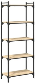 5 szintes sonoma tölgy szerelt fa könyvespolc 60 x 30 x 154 cm