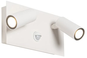 Kültéri fali lámpa fehér, LED 2 fényes mozgásérzékelővel - Simon