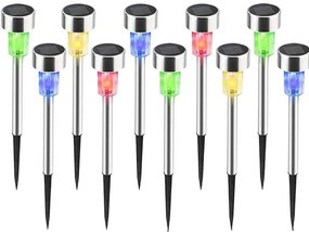 Arti Casa 10 db-os napelemes inox kerti LED lámpa szett, IP44, 36 cm, RGB hangulatfénnyel