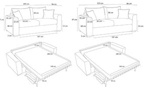 Sötétkék kordbársony kinyitható kanapé 225 cm Augustin – Bobochic Paris