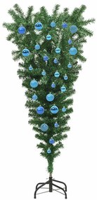 Felfordított Műfenyő Előre Megvilágított Karácsonyfával és Gömbszettel