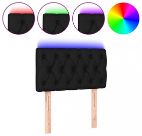 fekete szövet LED-es fejtámla 80 x 7 x 78/88 cm