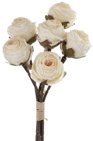 Rózsa selyemvirág csokor, 6 szálas, magasság: 31cm - Krém