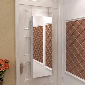 Tükrös ékszerszekrény 37 x 10 x 120 cm, zárható, fehér