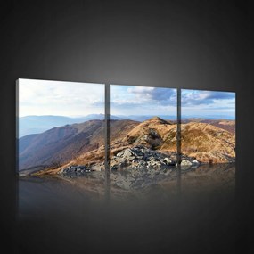 Vászonkép 75x25 hegyi táj Kárpátok ősz kő lejtők természet felhők