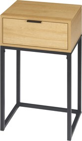 HOMCOM Modern Szekrényasztal Fiókkal és Acél Lábakkal 40x30x76 cm Természetes | Aosom