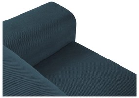 Sötétkék kordbársony kinyitható tárolóhelyes sarokkanapé (bal oldali-heverő résszel) Kyoto – Cosmopolitan Design