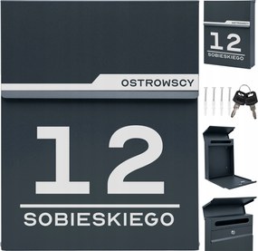 Postaláda Levelekhez Antracit Mintás Feliratok