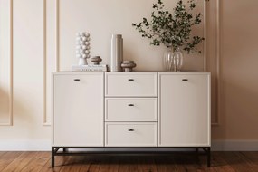 Lorini komód 150 cm - kasmír / fekete T-bar fogantyúk / fém lábak