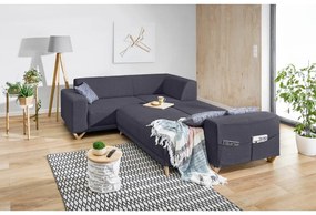 Antracitszürke kinyitható-tárolóhelyes sarokkanapé (bal oldali-L alakú) Classy Sophie – Miuform