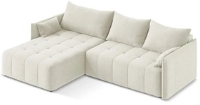 Bézs kinyitható-tárolóhelyes sarokkanapé (bal oldali-heverő résszel) Moku – Makamii