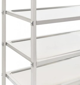 vidaXL 5 szintes rozsdamentes acél zsúrkocsi 107 x 55 x 147 cm