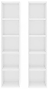 2 db magasfényű fehér forgácslap CD-szekrény 21 x 16 x 93,5 cm
