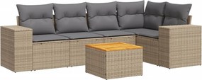 vidaXL 6 részes bézs polyrattan kerti ülőgarnitúra párnával