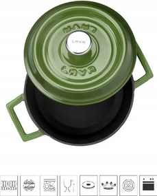 Öntöttvas fazék kerek 18cm zöld